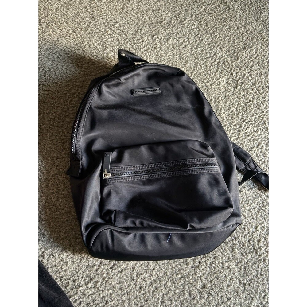 Tommy Hilfiger black backpack neoprene style preppy college book bag travel